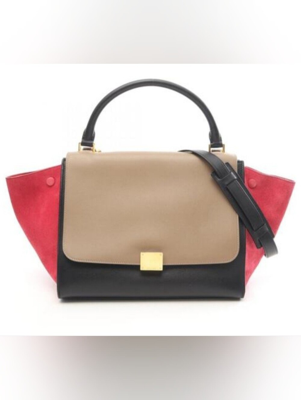Celine Trapeze Bag Tricolor in Taupe, Black & Rose